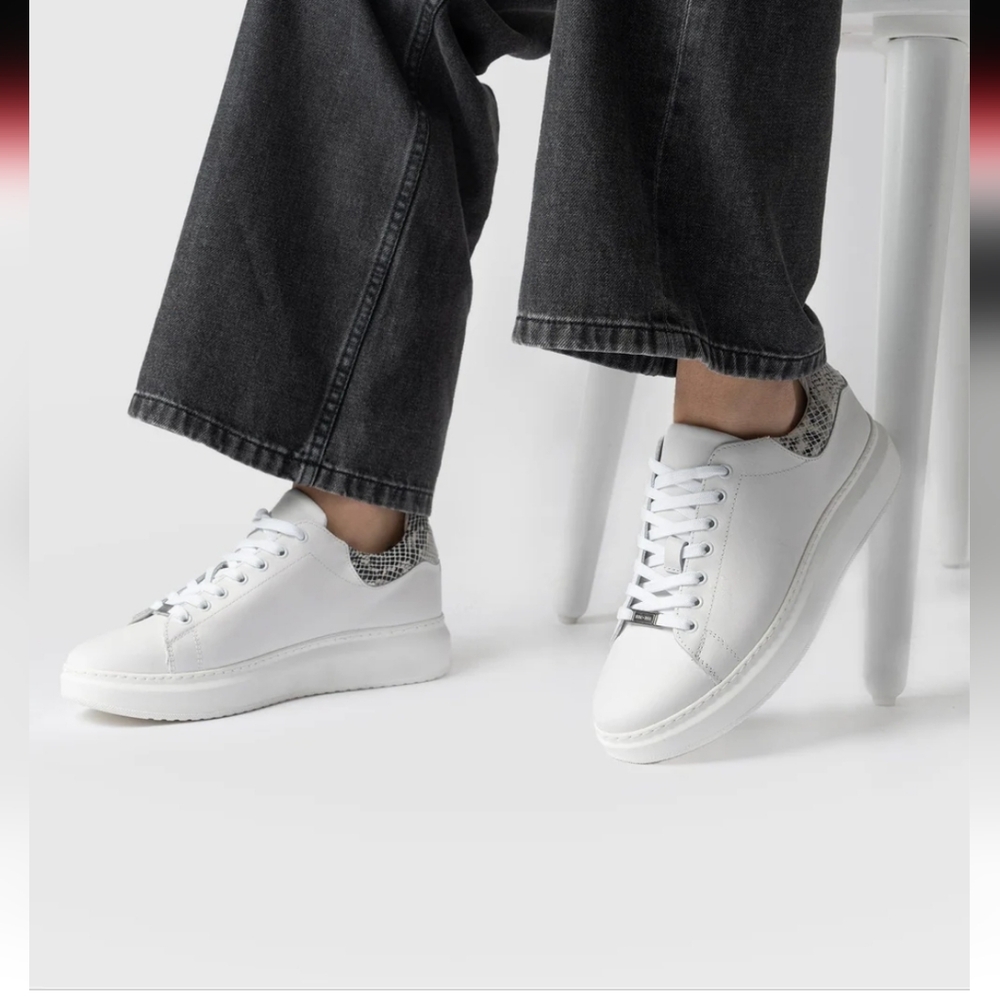 Saint + Sofia Hempstead white leather snake sneakers